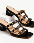 Mary - Studded Square-Toe Leather Sandals