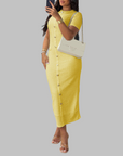REGAN™ - Elegant Round Neck Fake Button Dress