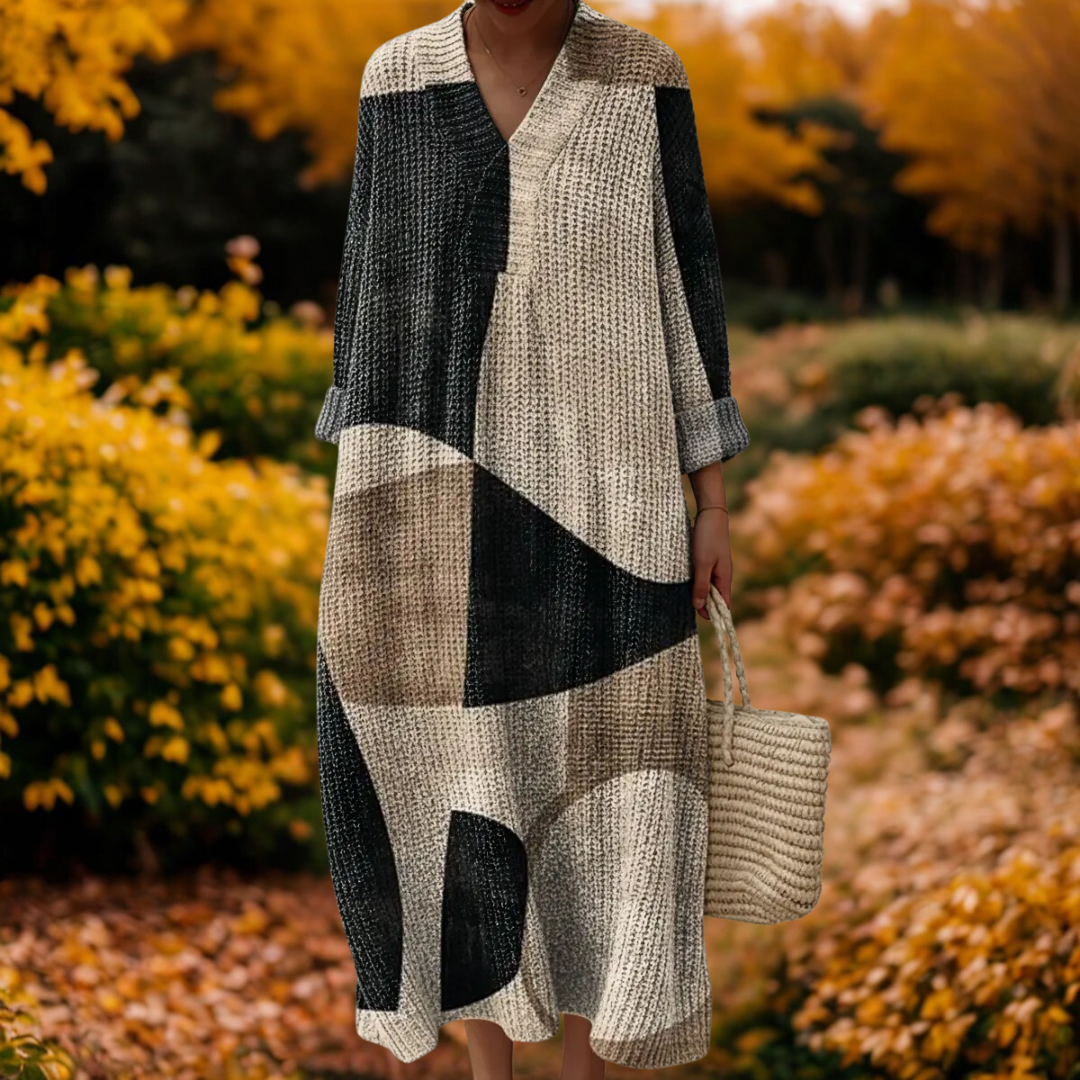 Rosalie | Geometric Pattern Knitted Dress