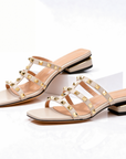 Mary - Studded Square-Toe Leather Sandals