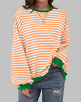 Licha™ - Casual Long Sleeve Round Neck Striped Sweatshirt