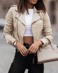 Diagonal Zip Suede Short Jacket