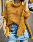 Turtleneck Solid Dolman Sleeve Sweater