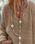 V-neck long-sleeved sweater