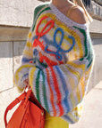 Rainbow Contrast Striped Sweater