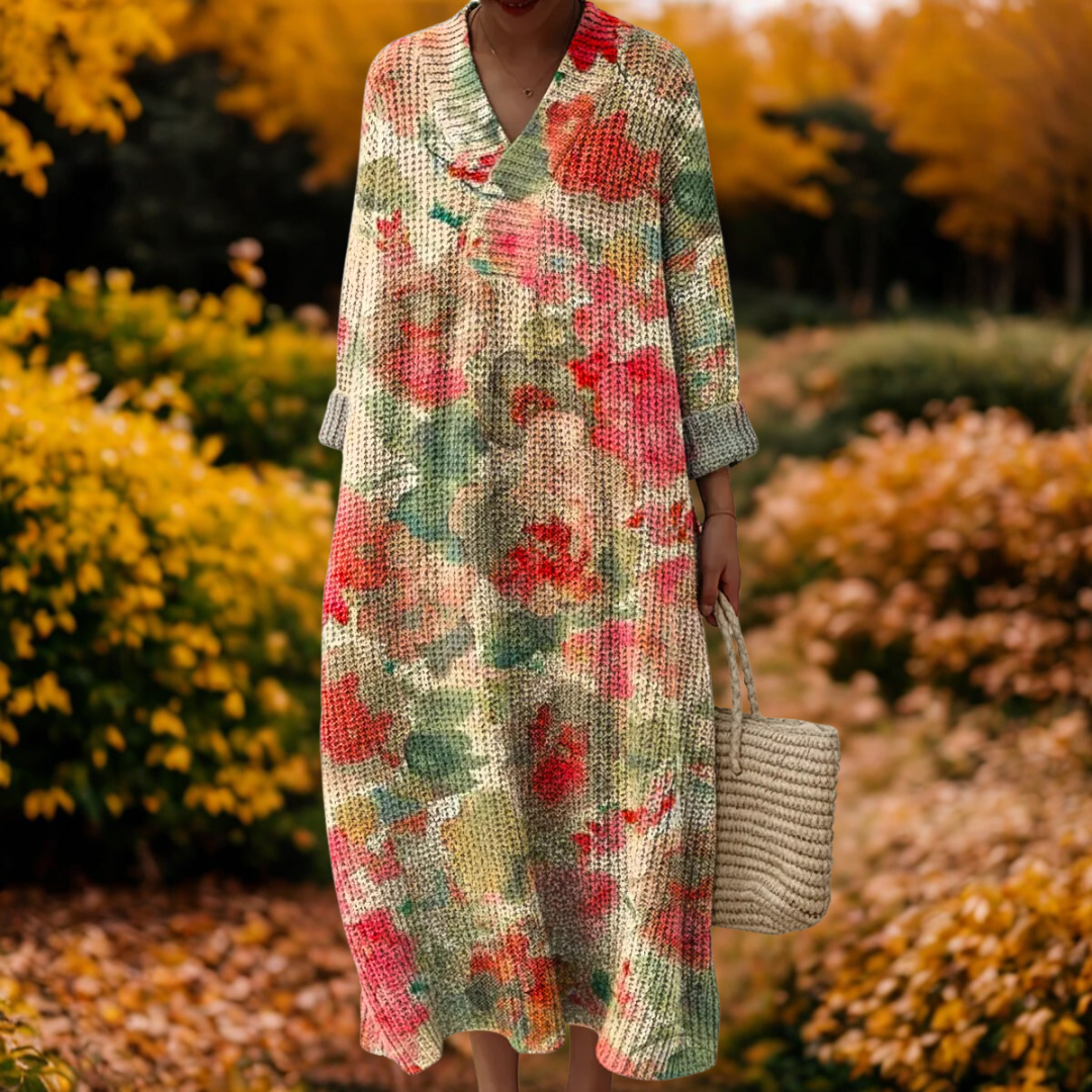 Monica | Floral Pattern Knitted Dress