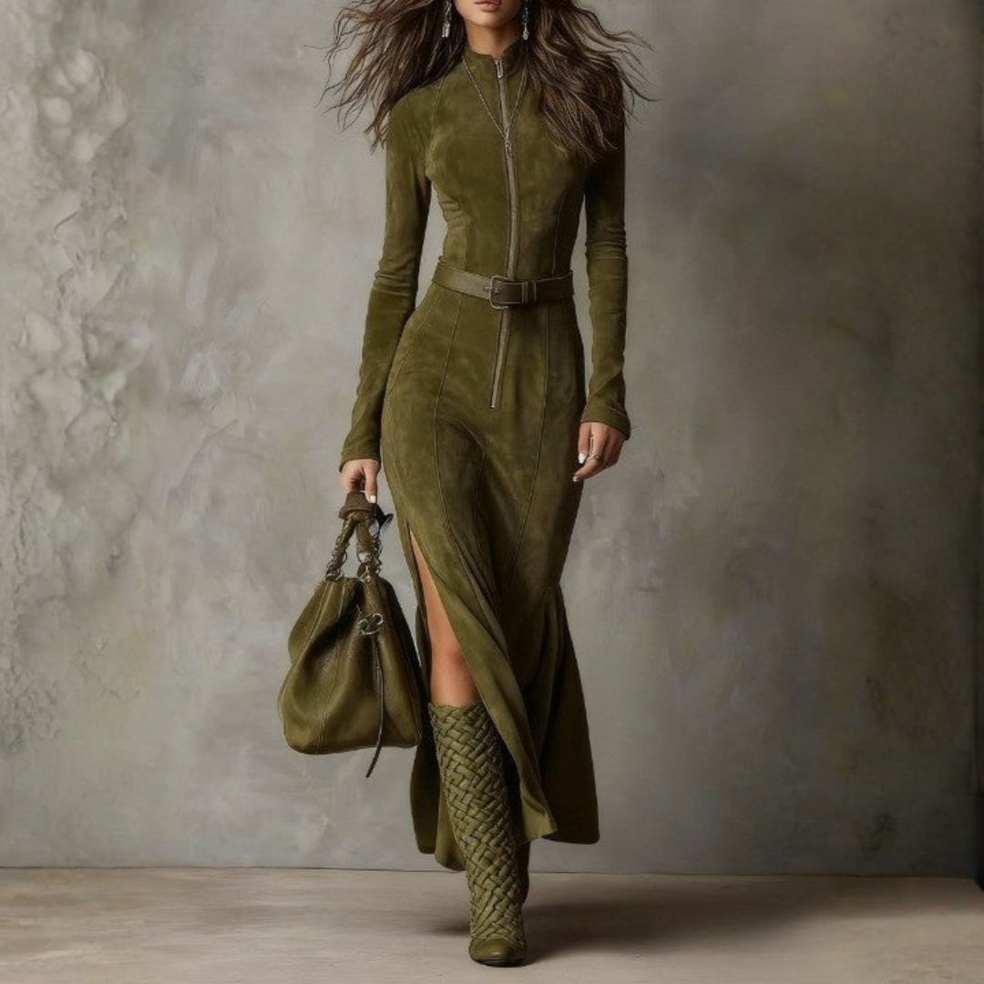 Alessia - long suede dress