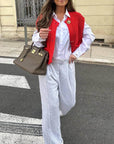 Elegant Pocket Sleeveless Cropped Knit Cardigan