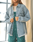 Super Pearl Girl Oversized Denim Shacket