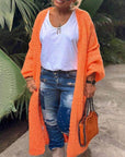 Casual Pocket Large Size Heart Pattern Knit Cardigan