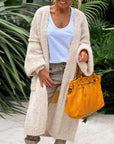 Casual Pocket Large Size Heart Pattern Knit Cardigan