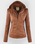 Pia | Modern leather jacket with hood