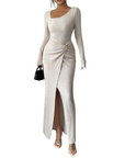 MONICA™ – Stylish Solid Color Twisted Long Dress