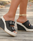 Zoya - Fray Edge Wedge Sandals With Modern Comfort Lift