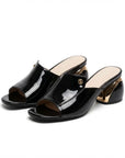 Gabriela - Glossy Leather Slide Sandals