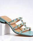 Mary - Studded Square-Toe Leather Sandals