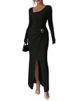 MONICA™ – Stylish Solid Color Twisted Long Dress