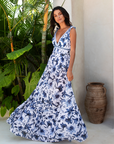 V Neck Lace Up Printed One Piece Swimsuit and Skirt