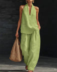 Ainhoa™| Two-piece set with a linen texture