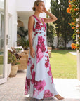 Abstract Floral Printed Two-piece Swimsuit and Skirt
