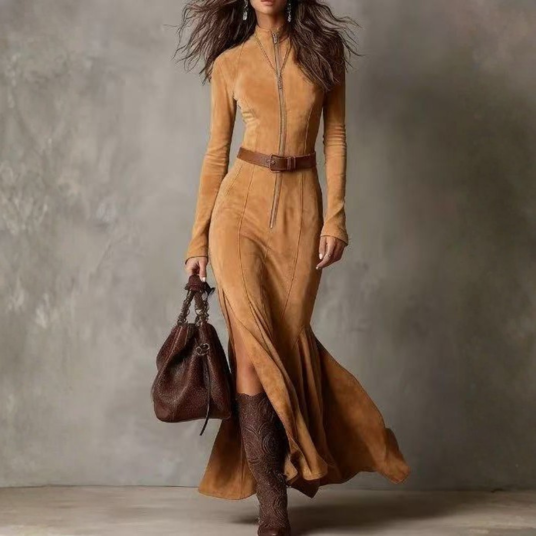 Alessia - long suede dress