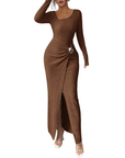 MONICA™ – Stylish Solid Color Twisted Long Dress