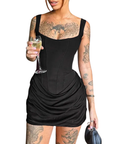 MARIBETH™ – Sexy Ruched Drawstring Corset Mini Dress