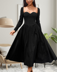 AKILA™ - Elegant Heart Neckline Long Sleeve A-Line Maxi Dress