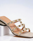 Mary - Studded Square-Toe Leather Sandals