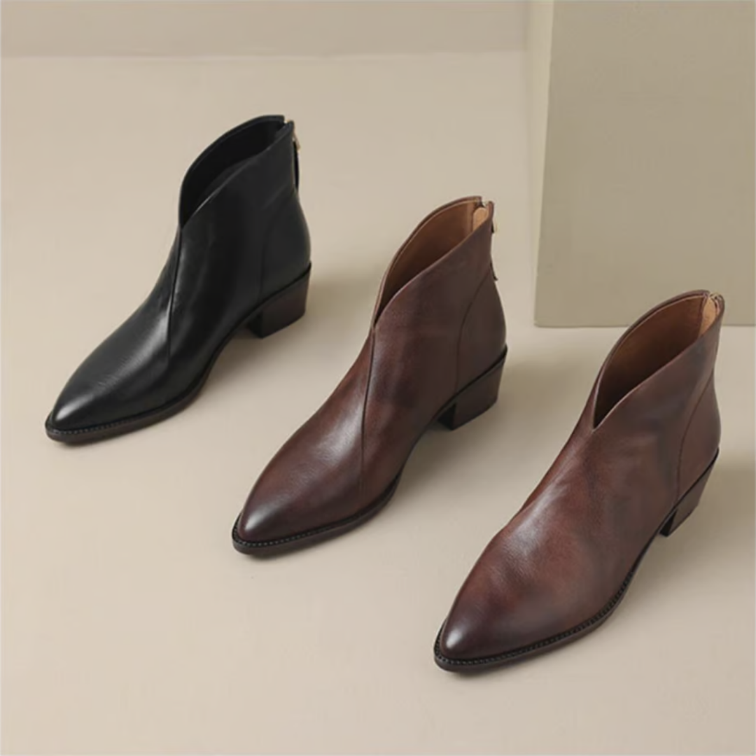Camille | Luxury Low-Heel Ankle Boots