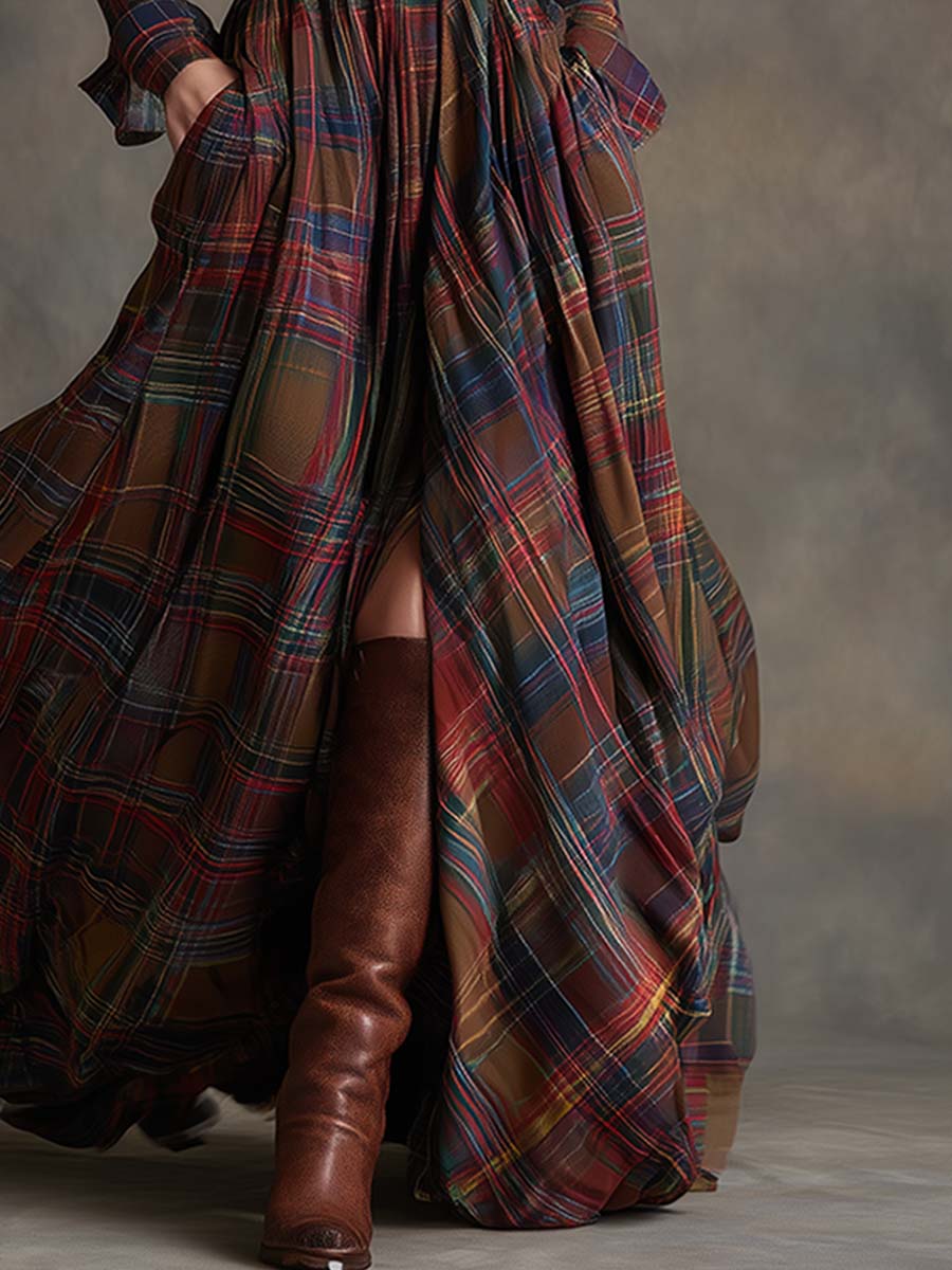 Giulietta - Maxi Checkered Shirt Dress