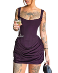 MARIBETH™ – Sexy Ruched Drawstring Corset Mini Dress