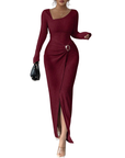 MONICA™ – Stylish Solid Color Twisted Long Dress