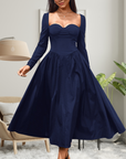 AKILA™ - Elegant Heart Neckline Long Sleeve A-Line Maxi Dress