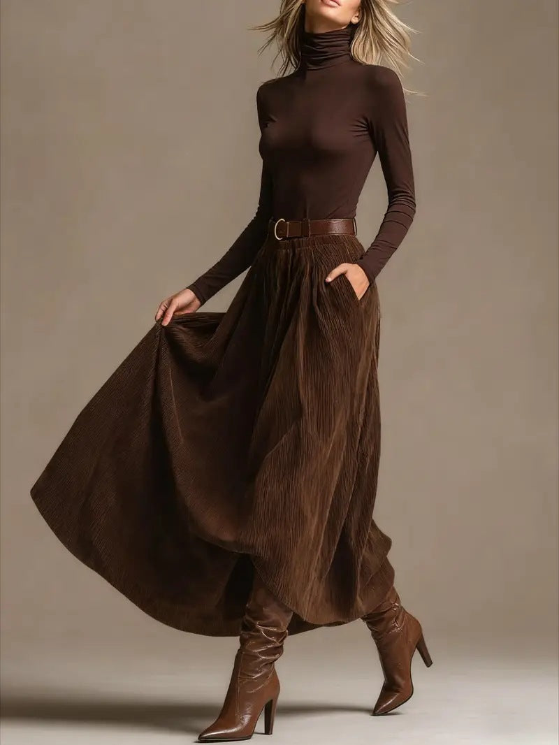 Aveline | two-piece set (turtleneck &amp; maxi skirt)