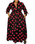 MARIE™ – Stylish Polka Dot Shirt Dress with Belt