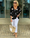 Joanne | Printed Button Tunic Top