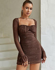 ELLIE™ - Elegant Glitter Mesh Bodycon Long Sleeve Party Dress