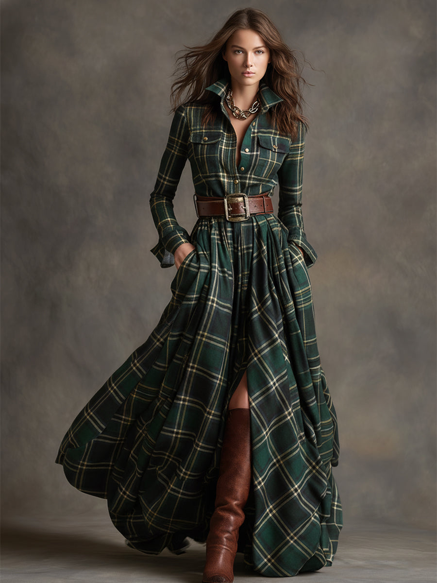 Giulietta - Maxi Checkered Shirt Dress