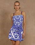 Sling Classic Majolica Series Pattern Print One Piece Swimsuit