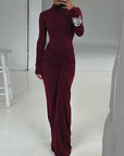 BETTY™ - Classy Ruched Long Sleeve Mock Bodycon Maxi Dress