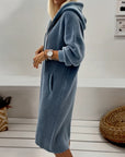 Frannie™-Casual Hooded Honeycomb Knit Fleece Dress