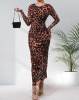 ALIANNA™ - Elegant Leopard Print Ruched Bodycon Dress for Parties