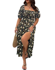 SERENE™ – Elegant Plus Size Tie Front Floral Dress