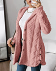 Paula™ - Plush Diamond-Patterned Hooded Cardigan