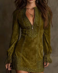 Aurora - suede mini dress with lace