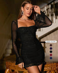 ELLIE™ - Elegant Glitter Mesh Bodycon Long Sleeve Party Dress