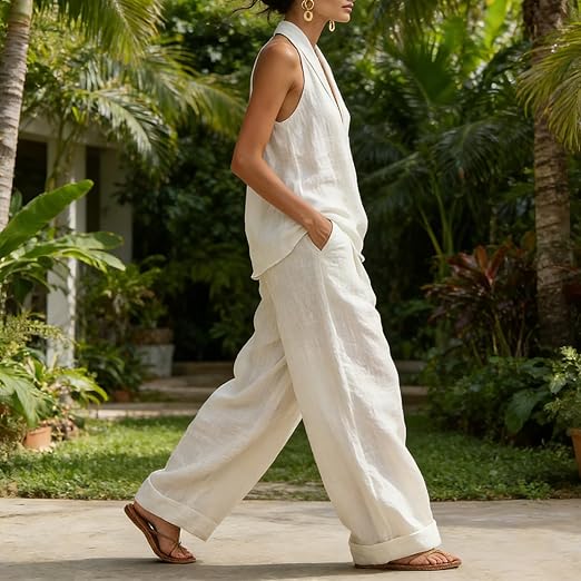 Ainhoa™| Two-piece set with a linen texture