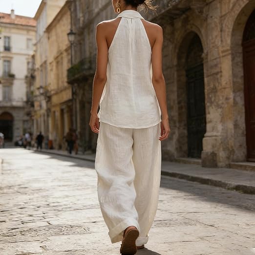 Ainhoa™| Two-piece set with a linen texture