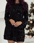 BONNIE™ -  Elegant Sequin Dress with Fitted Round Neck & Long Sleeves